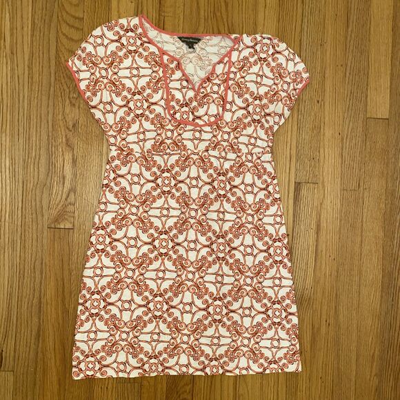 Tommy Bahama Mini Dress Size Small Pink White V Neck Short Sleeve Cotton Printed - Picture 4 of 9